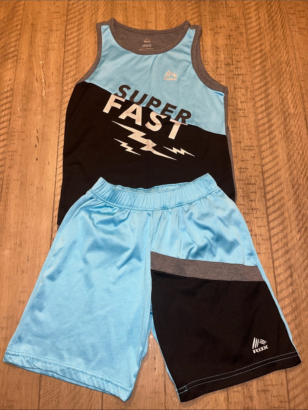RBX Light Blue & Black Boys' Athletic Tank and Shorts Set